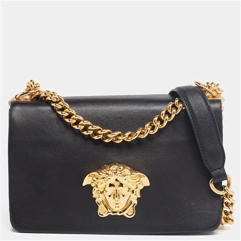 versace palazzo sultan black sequin chain bag|Versace Black Leather Palazzo Sultan Chain Shoulder Bag .